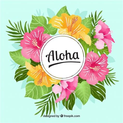 Download Aloha Background With Flowers And Watercolor Leaves For Free