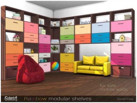Rainbow Modular Shelves By Severinka For The Sims 4 Spring4sims
