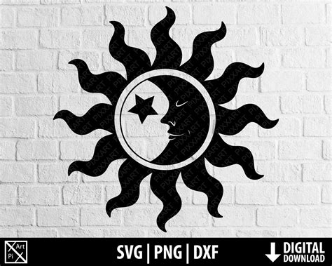 Sun Moon Svg Moon Face Dxf Crescent Png Clipart Printable Etsy
