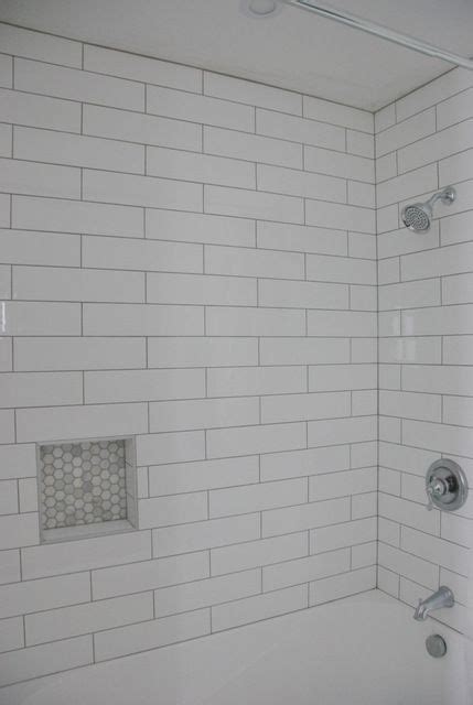 Brand new 4 x 16 white carrara glossy ceramic subway tiles perfect for all your backsplash or bathroom needs all tiles are 1st quality ceramic color: shower design with subway tile and marble tile niche ...