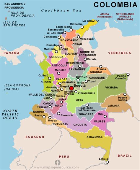 Colombia Map Tourist Attractions