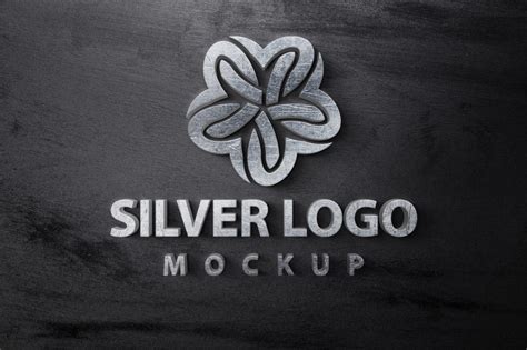 Silver Realistic Psd Logo Mockup Template Free Printable Templates