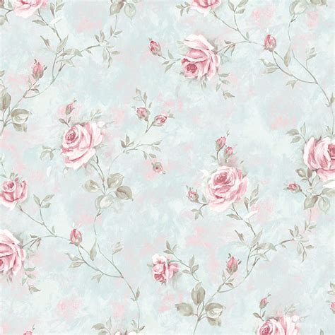 Norwall Wallcoverings Painted Rose Trail Turquoise And Pink Wallpaper