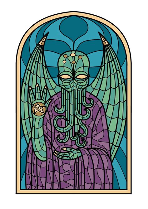 Enigmatic Whispers Cthulhus Stained Glass Symphony By Holymayo Art