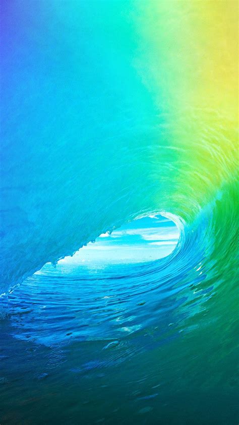 Am81 Ios9 Apple Wave Rainbow Sea Ocean Ios Wallpapers Waves