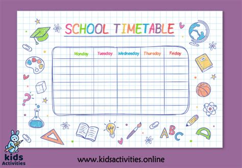 2020 School Timetable Template Free Download ⋆ Kids Activities