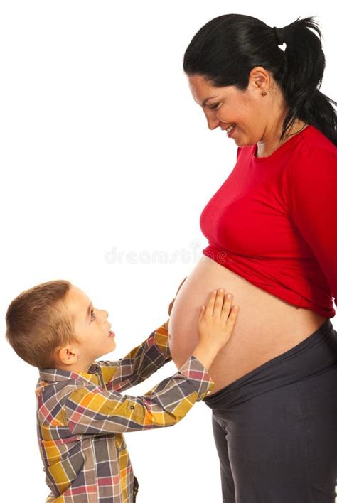 Pregnant Mother And Her Son Stock Photo Image Of Happy Expecting