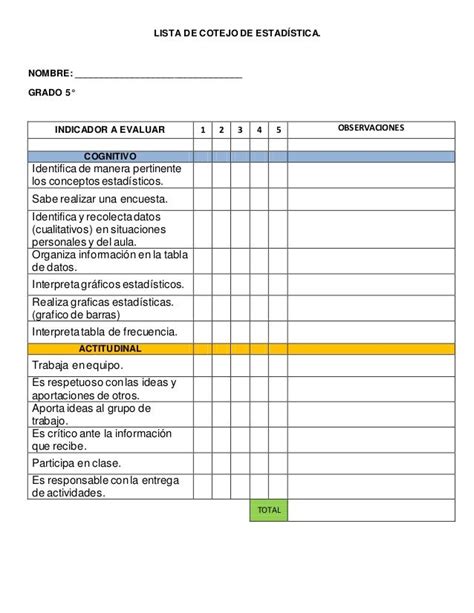 Lista De Cotejo Para Evaluar Un Cuaderno Lista De Cotejo Para Evaluar