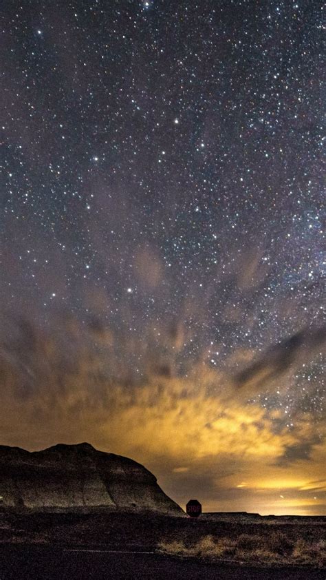 Download Wallpaper 1080x1920 Starry Night Sky Landscape Milky Way