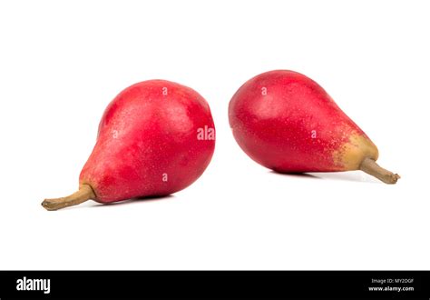 Two Fresh Red Pears Isolated On White Background Stock Photo Alamy