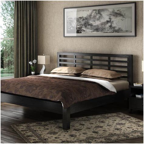 The bed is a platform bed, but the platform is a bookshelf which is wider than the bed itself. Modern Midnight Solid Wood Platform Bed Frame