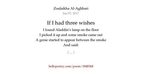 If I Had Three Wishes By Zoulaikha Al Aghbari Hello Poetry