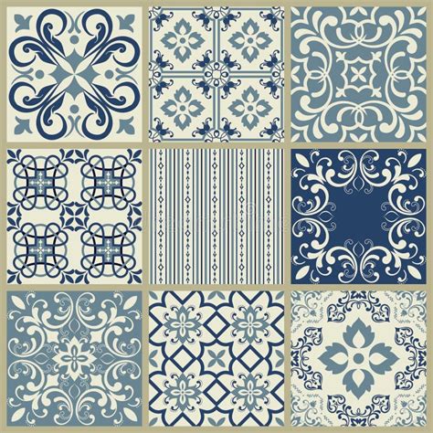 Spanish Or Portuguese Vector Tile Pattern Lisbon Floral Mosaic