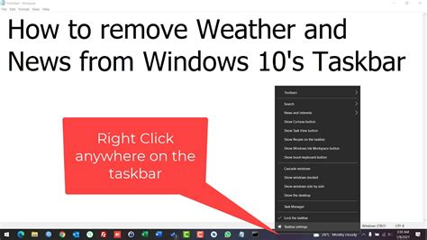 How To Remove Weather And News From Windows 10s Taskbar Youtube