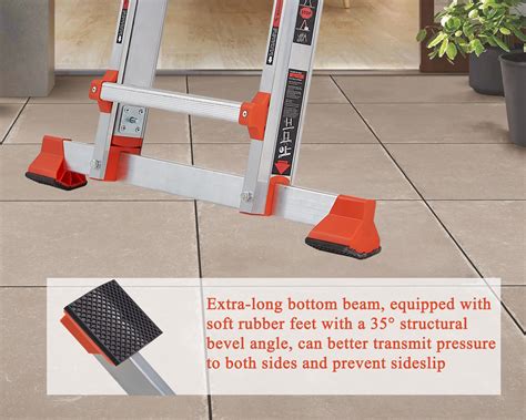 LANBITOU Ladder, 5 Step Multi Position Adjustable, Extension Max 17Ft