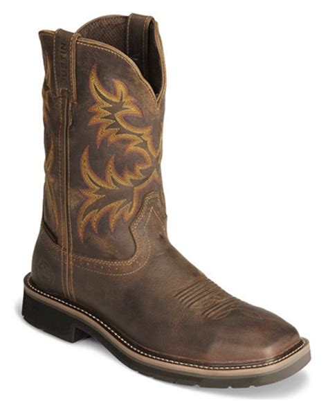 Justin men's stampede eh steel toe wellington work boots. Justin Original Stampede Work Boots | Brown Cowboy Boots