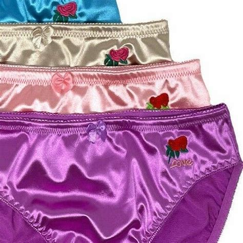 Lot 6 Women Plain Bikini Rose Love Satin Panty Underwear Smlxl2x3x