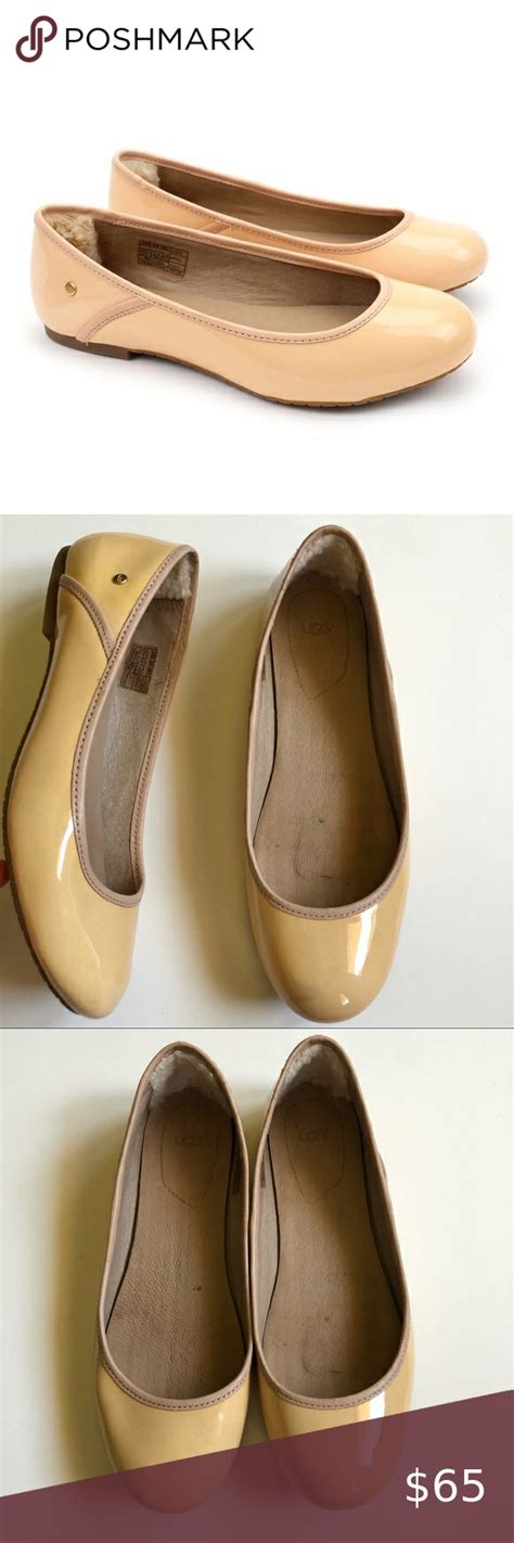 Ugg Patent Leather Beige Ballet Flats These Ugg Antora Patent Leather