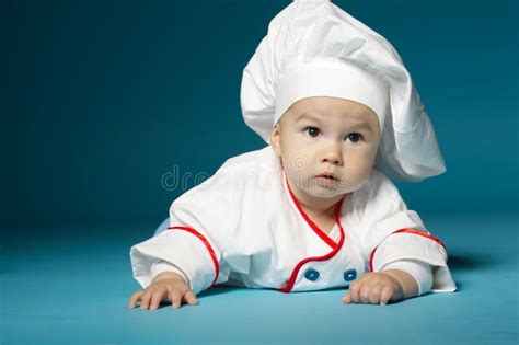 Cute Little Baby With Chef Hat Stock Photo Image Of Baker Smile