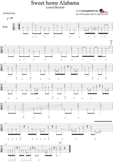 D/f# d ghome is wherever i'm with you. Sweet Home Alabama: guitar TAB | Guitar tabs, Easy guitar ...