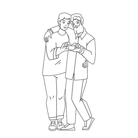 Premium Vector Gay Couple Embracing And Showing Heart Vector