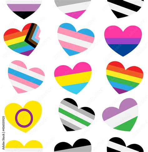 vecteur stock vector seamless pattern of gender sexual orientation lgbt flag heart isolated on