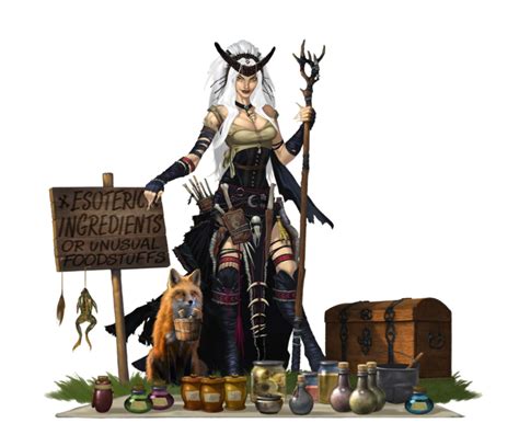 Female Witch Selling Ingredients Pathfinder Pfrpg Dnd Dandd 35 5th Ed