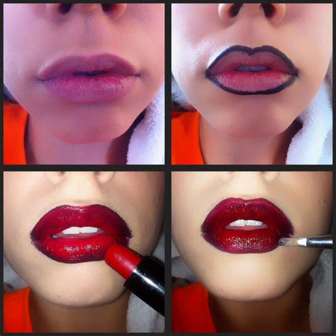 Red An Black Ombr Lip Step Put Concealer On Your Lips To Help The