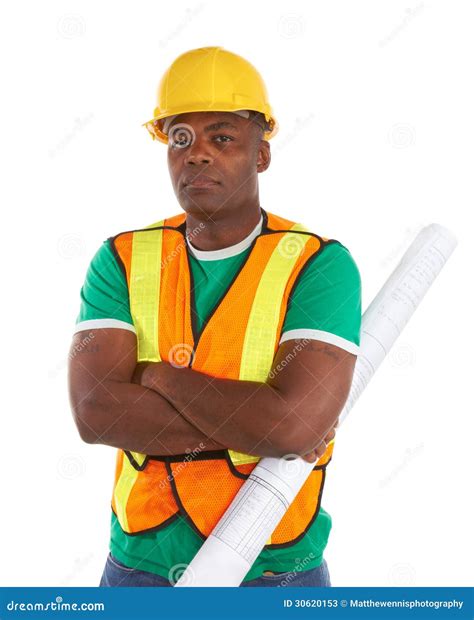 Serious African American Construction Worker Stock Image Image Of