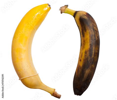 Safe Sex With Condom And Unprotected Sex Leading To Disease Concept Healthy Banana In A Condom