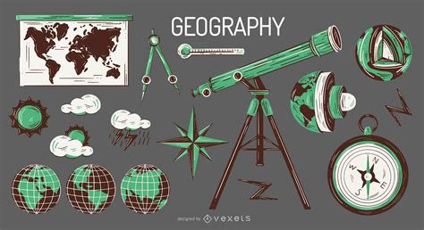 Geography Elements Illustration Set Vector Download