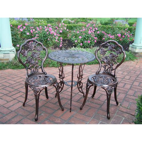 Patio Furniture Set 3 Piece Bistro Wrought Small Iron Table Chairs Rose