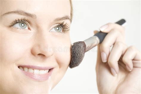Woman s make up stock photo. Image of blond, brush, hold - 14122566