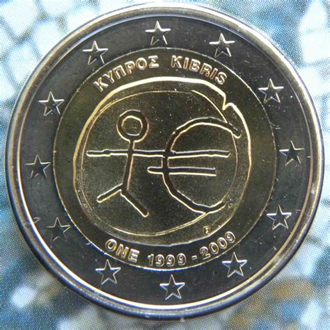 Cyprus 2 Euro Coin - 10 Years Euro - WWU - EMU 2009 - euro ...
