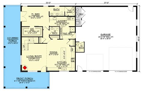 2300 Square Foot Barndominium Style House Plan With Wraparound Porch