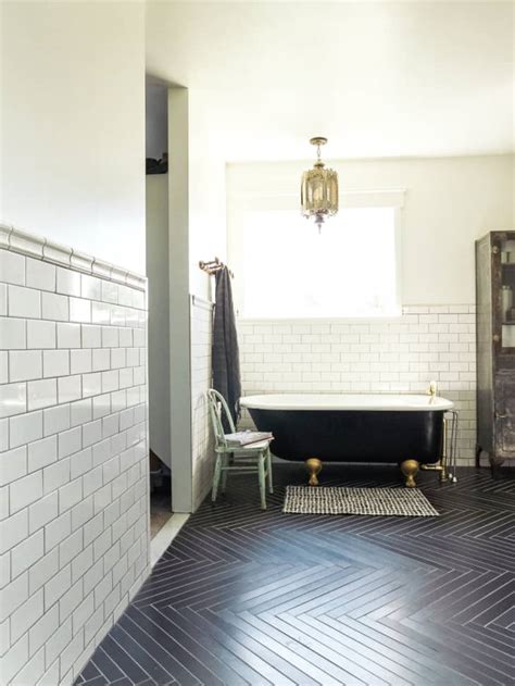 Herringbone Tiles Bathroom Flooring Ideas Apartment Therapy