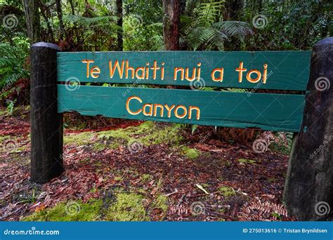 Entrance Sign To The Te Whaiti Nui A Toi Canyon In Whirinaki