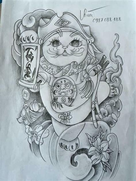 Tattoo mèo thần tài mini đáng yêu cho nữ. Mèo thần tài | Hình xăm mèo, Hình xăm nhật, Ý tưởng hình xăm