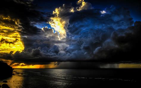 Download Bali Indonesia Seashore Rain Sunshine Sea Sunset Cloud Nature
