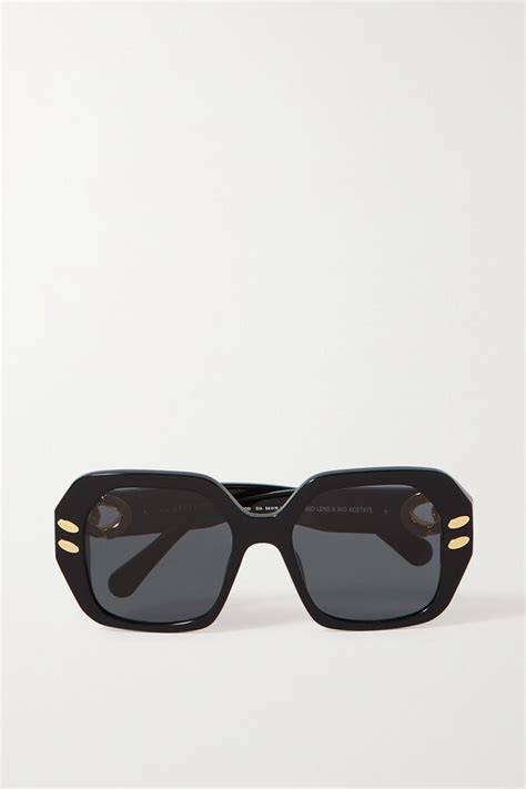 Stella Mccartney The Falabella Square Frame Acetate And Gold Tone Sunglasses Black Shopstyle