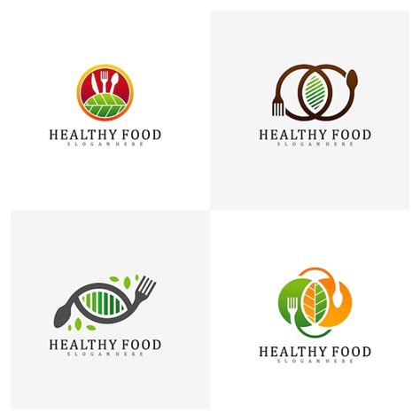 Conjunto de plantilla de diseño de logotipo de alimentos saludables