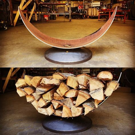 This gas fire pit table has a great look and the fire pit produces a very impressive flame. Large Firewood Rack On Flanged Base | Custom Fire Pits ...
