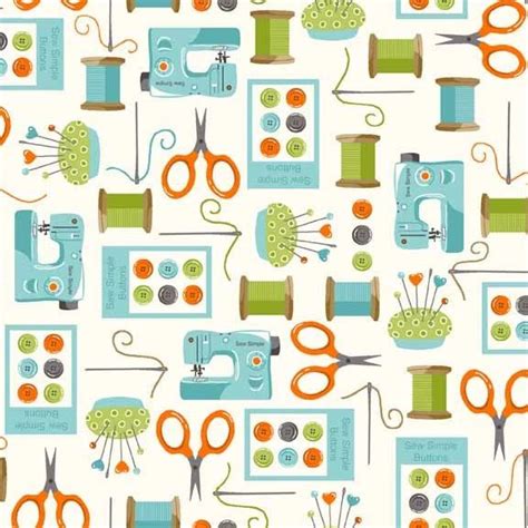 Makower Sew Simple 1337 All Over Cotton Fabric Joy To Create Easy