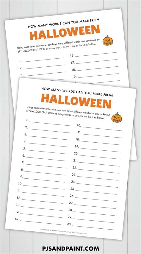 How Many Words Can You Make Out Of Halloween Free