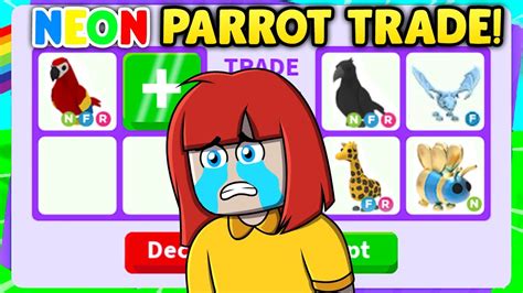 Trading Neon Parrot In Adopt Me Rich Server Roblox Trading Proof