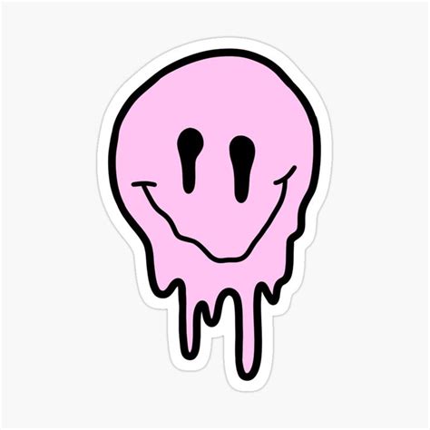 Pastel Pink Drippy Smiley Face Sticker For Sale By Zarapatel