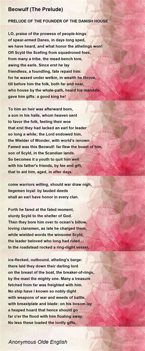 Beowulf (The Prelude) Poem by Anonymous Olde English - Poem Hunter