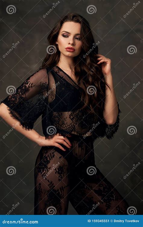 Fashion Portrait Of Brunette Woman In Lace Clothes Stock Image Image