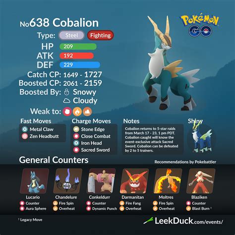 Cobalion Special Raid Weekend Leek Duck Pokémon Go News And Resources