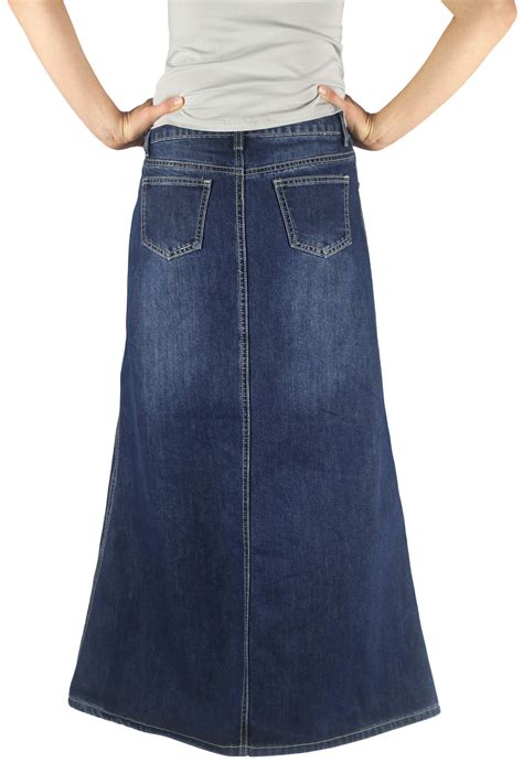 Plus Size Timeless Class Modest Long Denim Skirt Modest Jeans Skirts